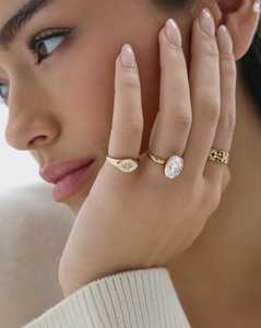 Bagues Chevalières Œil Maléfique en Diamant de Laboratoire, Or Massif 14K 18K, Coupe Marquise, Bagues Minimalistes Quotidiennes et Tendance, Prix d'Usine, Vente en Gros - Product Image 3