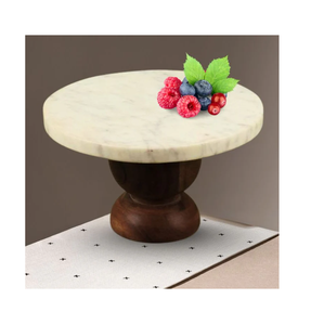 Wood & <b>Marble</b> <b>Cake</b> <b>Stand</b> Fancy Decorative <b>Marble</b> Top Acacia Wood <b>Cake</b> <b>Stand</b> Decorative Modern Design - Product Image 4
