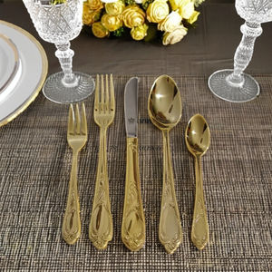 Poignée de conception traditionnelle Ensemble de couverts en acier inoxydable de la meilleure qualité Poignée en métal durable plaquée argent Fêtes confortables - Product Image 1