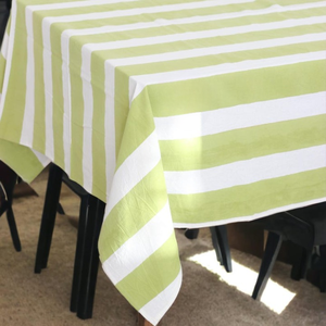 Nappe de table rayée verte et blanche 100% coton, ensemble de nappes de mariage en lin - Product Image 2