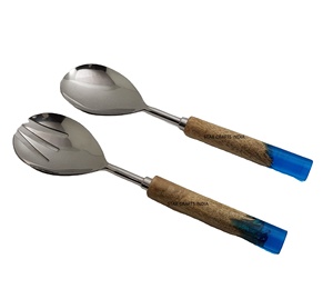 Accessoires de cuisine Poignée en acier inoxydable plaqué argent Fini pour mélanger et cuire la salade Serveur plat ou cuillères de service plat - Product Image 1