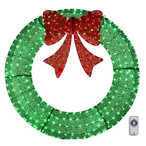 Ghirlanda Natalizia LED Pre-Illuminata da 60 Pollici con 400 Luci Verde/Rosso per Decorazioni Esterne/Interne Casa/Giardino - Product Image 1