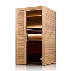 Cabine de sauna intérieure pour 2 personnes avec bois ThermoAspen et porte en verre par Harvia - Product Image 3