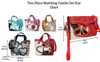 Sac fourre-tout et pochette bandoulière en cuir de vachette façonnée à la main style western, ensemble deux pièces assorti, sac messager double cœur pour femme