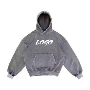 Sudaderas con Capucha Personalizadas para Hombre, 100% Algodón, Estilo Vintage, Lavado Ácido, con Bolsillos de Parche, Color Sólido - Product Image 6