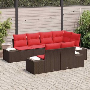 Ensemble de canapés de jardin en polyrotin marron 7 pièces avec coussins - Product Image 3
