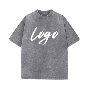 Camiseta Vintage de Verano para Hombre, 100% Algodón Peinado, Lavado Ácido, Cuello Redondo, Manga Corta, Fabricación OEM al por Mayor - Product Image 1