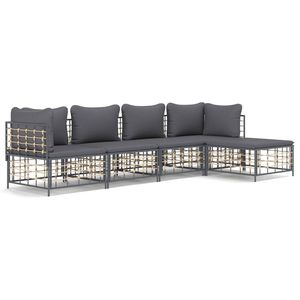 Ensemble de salon de jardin modulaire moyen en polyrotin anthracite, mobilier d'extérieur haut de gamme - Product Image 2