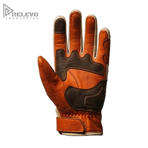 Gants de moto en cuir véritable de chèvre perforés pour homme, style vintage, personnalisables avec logo, vente en gros OEM, couleur beige, pour l'été - Product Image 2