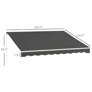 Toldo Retráctil Eléctrico de 3.6m x 3m con Control Remoto y Manivela para Terraza, Balcón o Jardín - Gris - Product Image 3