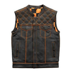 Gilet en cuir pour homme Finish Line Orange Checker - Product Image 1