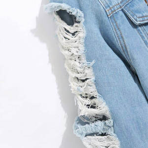 Distressed Slim Fit Jean Trucker Jacket for Men 100% Cotton Breathable Windproof Button Front Long Sleeve Casual <b>Denim</b> <b>Coat</b> - Product Image 2