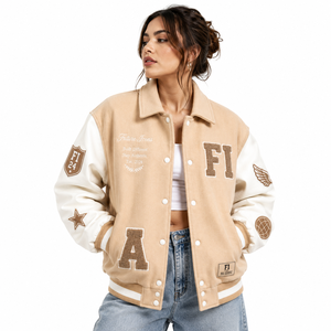 Chaqueta Varsity Oversize con Hombros Caídos, Apliques de Chenille Bordados, Estilo Letterman, Personalizada, Vintage, de Invierno, para Béisbol, Venta al por Mayor - Product Image 4