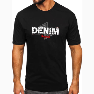 T-shirt blanc à manches courtes pour homme, col rond, coupe classique, jersey de coton, logo imprimé Denim Originals, style décontracté - Product Image 4