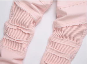 Jean en denim déchiré décontracté pour homme, taille haute, uni, respirant, coupe évasée ajustée, effet usé - Product Image 6