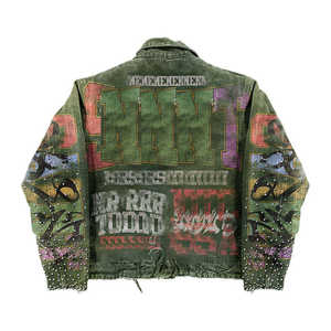 Fabricante de Chaquetas Personaliza Chaqueta de Mezclilla Vintage de Invierno con Pedrería Bordada, Chaqueta de Trabajo Extra Grande Estilo Y2K para Hombre - Product Image 4