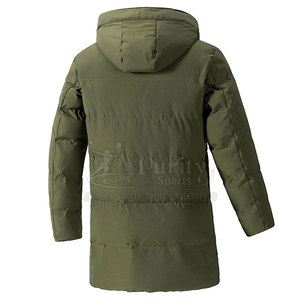 Premium Quality <b>Men's</b> Hooded <b>Long</b> Cotton Padded <b>Jacket</b> with Front Logo Breathable Casual Winter Outerwear - Product Image 2