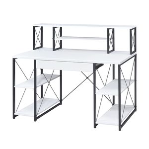 Black One-Drawer Writing <b>Desk</b> with 8 Open Compartment for <b>Computer</b> Use - Product Image 1