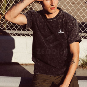 T-shirt délavé à l'acide, nouveau design, meilleure qualité, couleur unie, coupe oversize pour homme. - Product Image 5