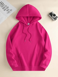 เสื้อฮู้ดสีชมพู ผ้าฝ้ายถัก สีพื้น สไตล์ลำลอง ใส่ได้ทั้งชายหญิง ทรงโอเวอร์ไซส์ ใส่สบายช่วงฤดูใบไม้ร่วง มีกระเป๋าหน้า ปิดด้วยเชือกผูก - Product Image 6