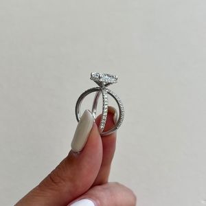 2.5 Carat Elongated Cushion Lab Grown Diamond Criss <b>Cross</b> Engagement <b>Ring</b> , IGI Certified - Product Image 6