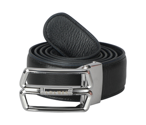 Ceintures en cuir véritable avec logo personnalisé, boucle vierge, ceintures à boucle automatique de créateur, vente en gros OEM d'usine, noires pour hommes - Product Image 1