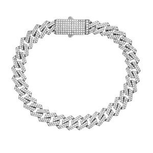 Men's Rhodium Plated Chain <b>Bracelet</b> Round Brilliant Cut <b>Crystal</b> Micro Insert Hiphop Style Alloy Jewelry Geometric Pattern - Product Image 1