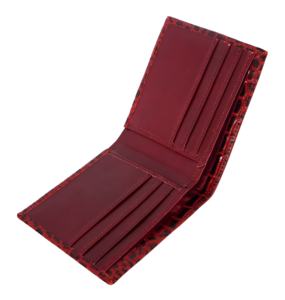 Cartera de Cuero Genuino con Grabado de Cocodrilo Personalizado, Acabado Rojo Cocodrilo, Logotipo Personalizado, Marca Privada, OEM, Venta al Por Mayor, Cuero de Lujo Pequeño - Product Image 3