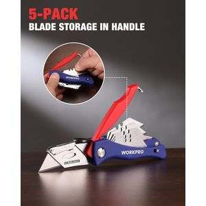 Coltello Multiuso Pieghevole a Cambio Rapido con Vano Porta Lama nel Manico, 5 Lame Extra Incluse, Taglierino - Product Image 2