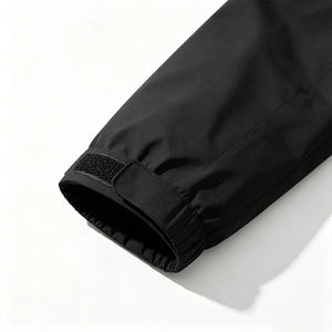 Men's <b>Black</b> Hooded Puffer Jacket With Zipper Closure Windproof Fleece Lined Winter Casual Coat Regular Fit Thick Nylon Shell - Product Image 6