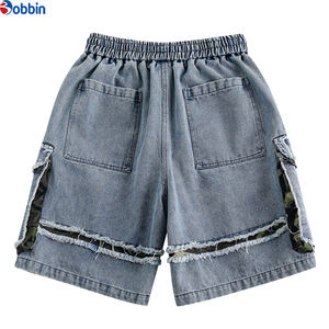 กางเกงยีนส์ขาสั้นคาร์โก้สไตล์ฮิปฮอปสตรีทแวร์สำหรับฤดูร้อน แบบสั่งทำพิเศษ 6 กระเป๋า ผ้าฝ้ายเนื้อแน่น เป็นมิตรกับสิ่งแวดล้อม แต่งดีเทลขาดๆ แบบตาข่าย - Product Image 2