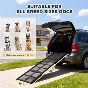 Rampa per Cani Extra Lunga e Larga 190x50 cm, Pieghevole e Portatile con Superficie Antiscivolo per Animali Domestici di Taglia Grande e Piccola - Product Image 3