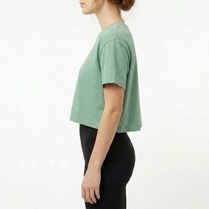 T-shirt court pour femme, manches courtes, coton, décontracté, streetwear, mode estivale, logo personnalisé OEM, fournisseur en gros, t-shirt doux et respirant - Product Image 2