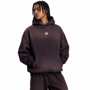 Sudadera con capucha marrón lavada para hombre, de forro polar oversize con bolsillo canguro, conjunto de chándal a juego, proveedor OEM de ropa urbana personalizada - Product Image 6