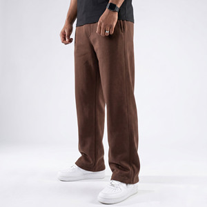 Pantalon de jogging molletonné pour homme, coupe droite, épais, taille haute élastique, style oversize ample, style streetwear - Product Image 1