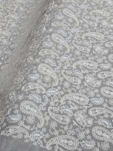 Chain Stitch Embroidery Knitted Lace <b>Sequin</b> Georgette Fabric 100% Polyester Eco-Friendly Breathable Industry Abaya <b>Kaftan</b> Modest - Product Image 2