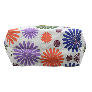 Sac de plage en jute exclusif, élégant et tendance, style très prisé, imprimé floral multicolore sur toute la surface, avec poignée ronde en rotin - Product Image 5