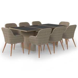 Ensemble de salle à manger en rotin PE marron 78,7 x 39,4 po avec sièges confortables pour plusieurs personnes - Product Image 2