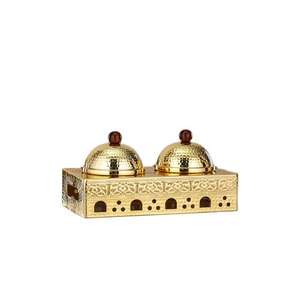 Bol à dattes arabe moderne de luxe en acier inoxydable avec couvercle, finition argentée, sans BPA, jetable, pour service de cuisine et mariage - Product Image 6