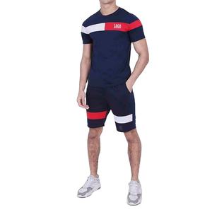 Colores sólidos y dos bolsillos 100% algodón Camiseta ajustada para hombre y conjunto corto Camiseta de manga corta Pantalones cortos para verano Venta en línea - Product Image 1