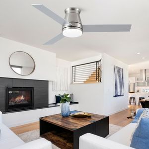 Ventilatore da soffitto a LED da 48 pollici in nichel spazzolato con luce a basso profilo di Lowe - Product Image 2