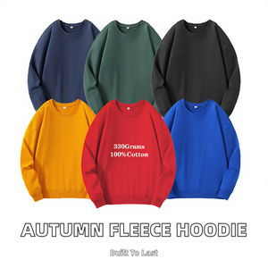 Winter Men's Zipper-Up Pullover Hoodie 100% Cotton Thick Fleece O-Neck Solid Casual Eco-Friendly Breathable <b>Sweatshirt</b> - Product Image 2