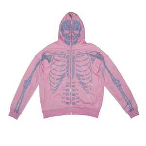 Sudadera con Capucha de Invierno Ecológica de Algodón 100% de Alta Calidad con Diseño de Calavera de Diamantes de Imitación, Ajuste Regular y Efecto Desgastado, Novedad 2026 - Product Image 3