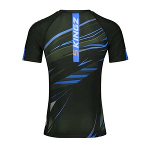 5 Sports Men's Compression Shirt Blue Black Sublimation Print Regular Breathable Moisture Wicking Front MMA Workout <b>Top</b> - Product Image 3