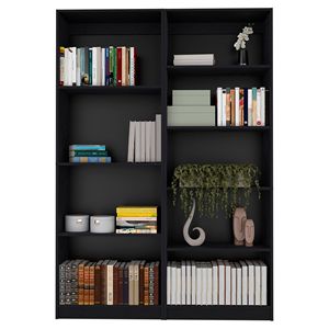 Set da soggiorno 2 pezzi nero con 2 librerie mobili eleganti per l'arredamento della casa - Product Image 2