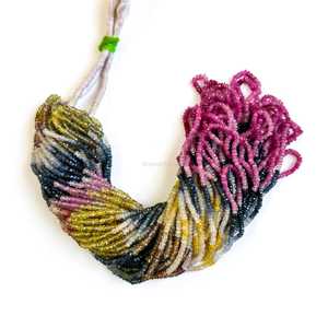 Perles Rondelles Multicolores en Saphir Facetté 3-3,5 MM, Perles de Saphir Naturel Arc-en-ciel, Fil de 16 Pouces, Prix de Gros - Product Image 5