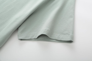 T-shirt en jean unisexe délavé à col rond, coupe ample, manches courtes, style vintage, écologique, vert décontracté, printemps-été - Product Image 3