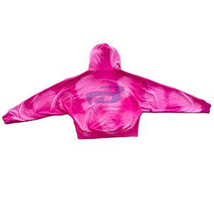 Hoodie personnalisé à capuche en molleton rose, coupe ample, effet délavé vintage, zippé, style streetwear usé, 100% coton, hiver, y2k - Product Image 2