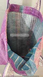Bolsa de Mano Reutilizable de Moda, Ligera y Ecológica, de Algodón de Color Sólido Estilo Bohemio, con Diseño Acolchado Estampado, Abertura Superior, para Uso en Todas las Estaciones - Product Image 4