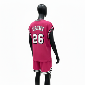 Ensemble short et maillot de basket pour femme, tissu en maille polyester respirant 160 GSM, couleur rose, logo personnalisé par sublimation, ensembles pour femmes - Product Image 5